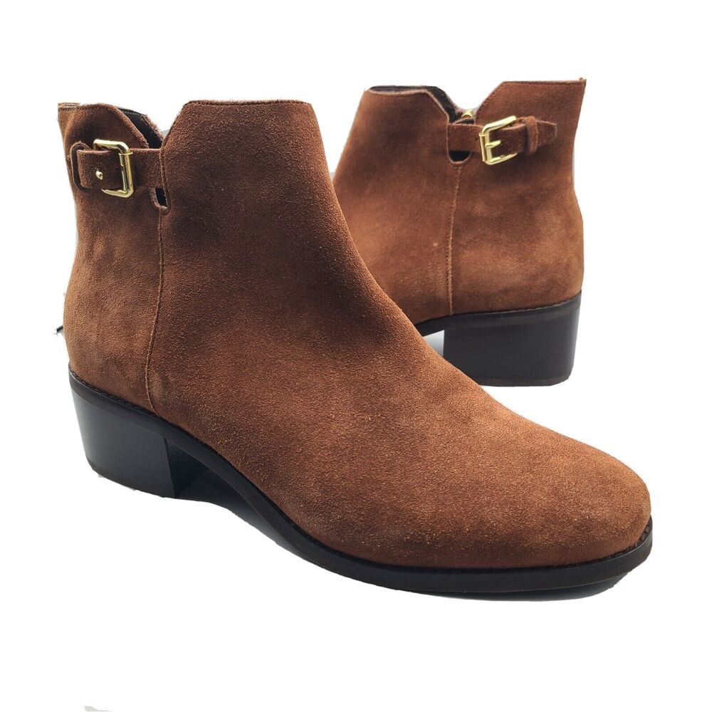 Cole Haan Boots Womens Haidyn Bootie Ankle  Brown Scotch Suede Sz 9.5 NEW